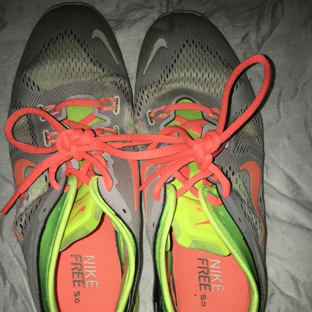Nike Free 5 Comfort Neon Green Orange Running Shoe